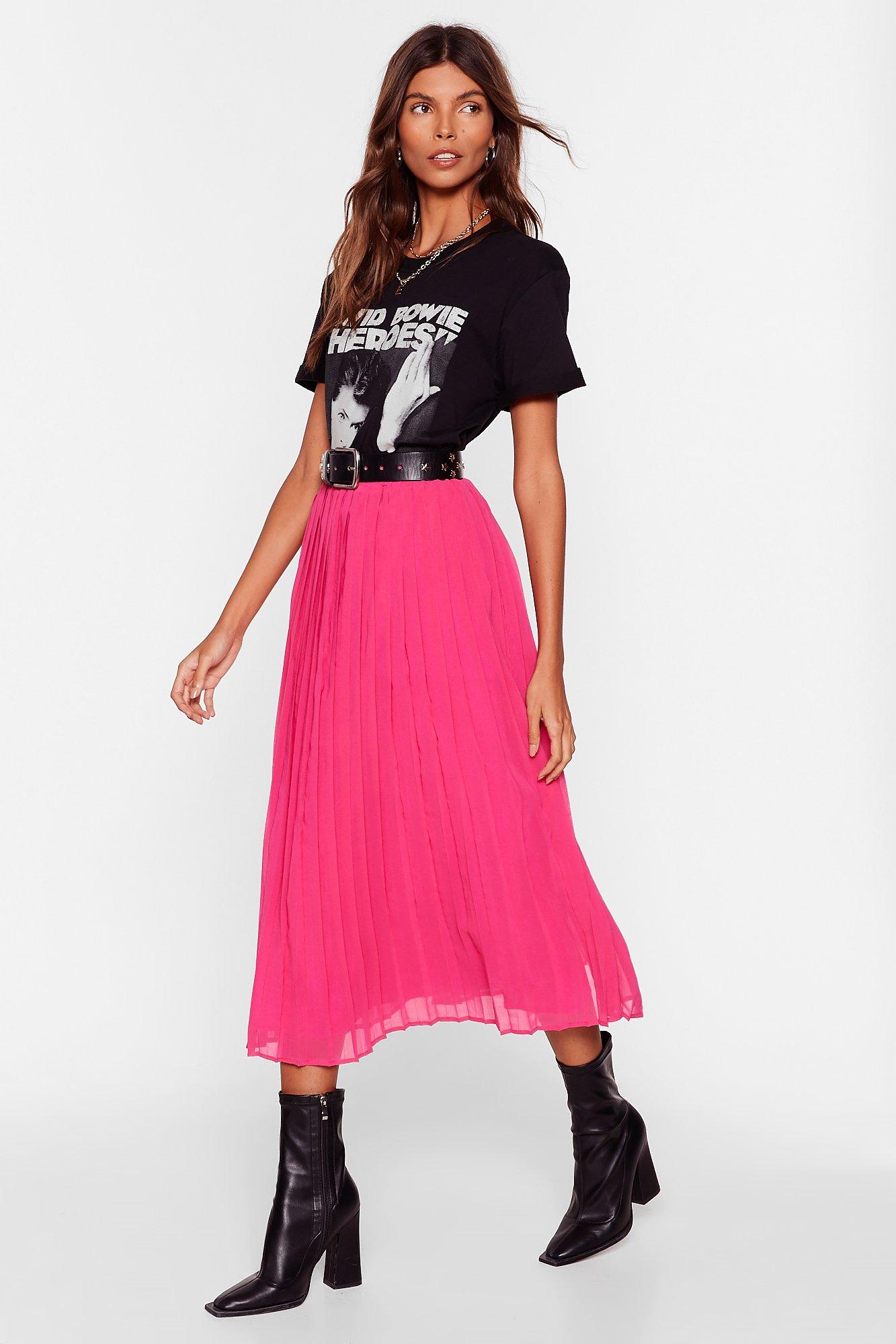 Hot pink hotsell midi pleated skirt